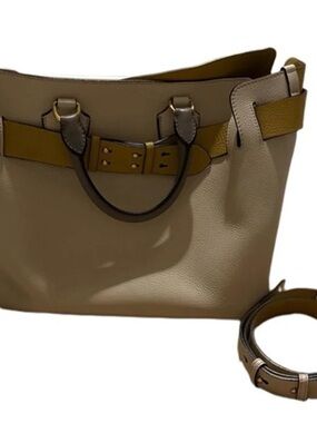 Burberry Two-Tone Leather Tote in White and Mustard